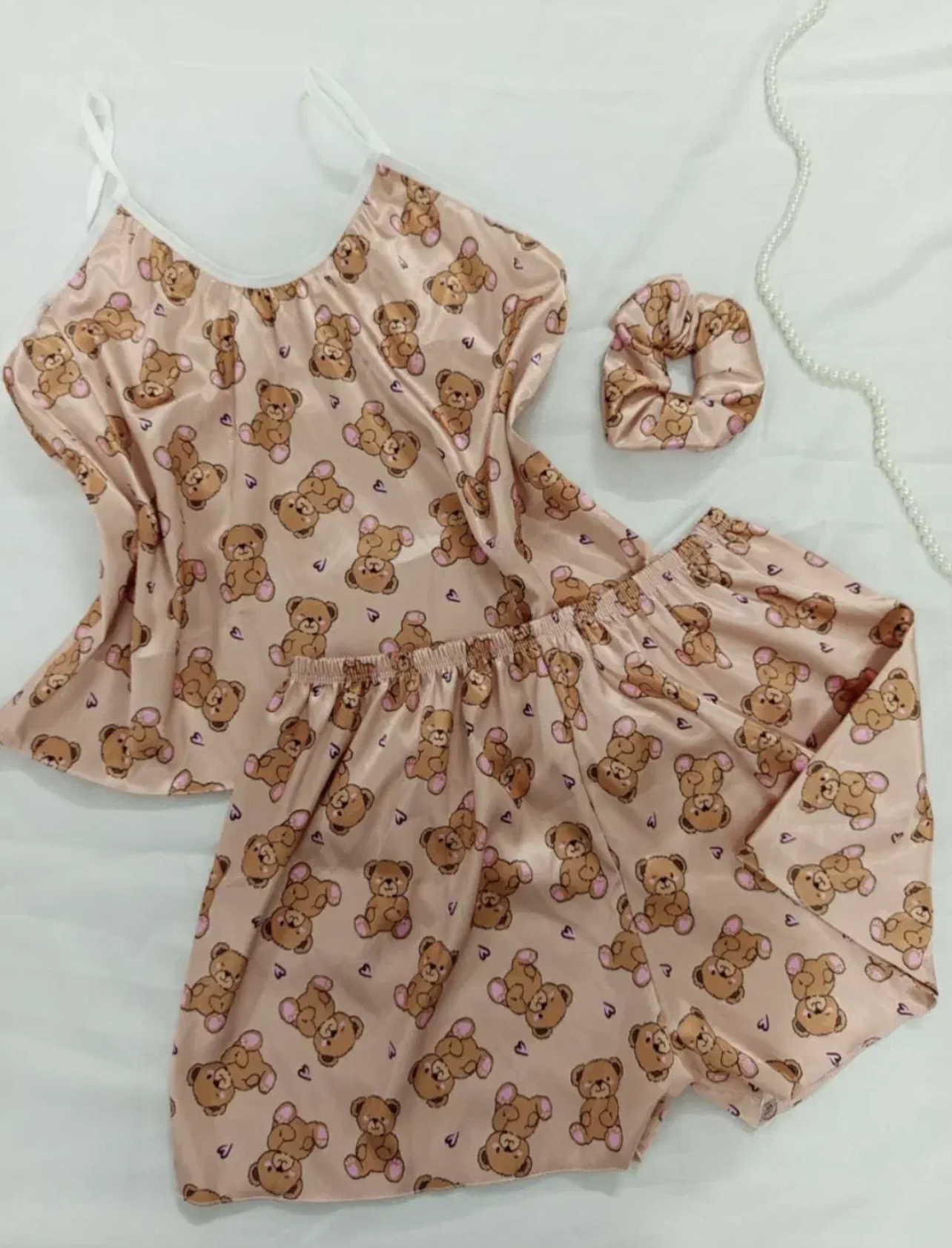 تاپ و شورتک ساتن طرح تدی